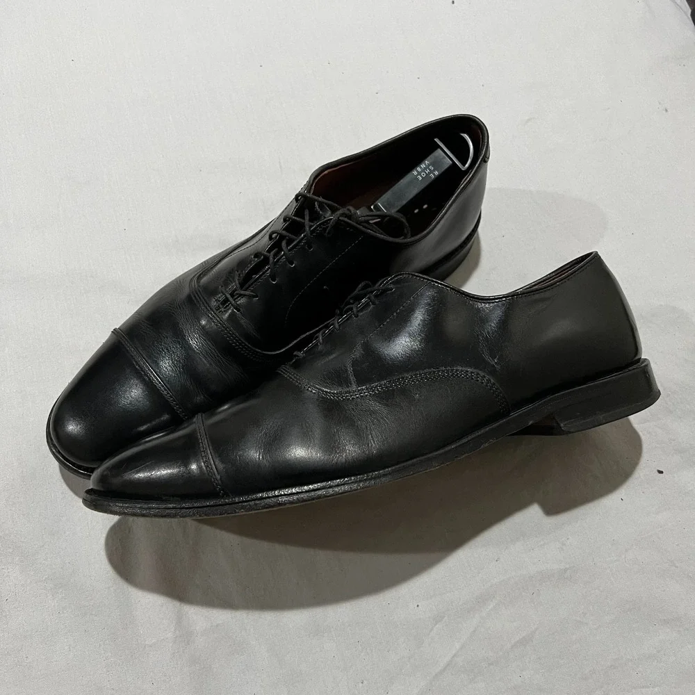 Allen Edmonds Park Avenue Mens Black Cap Toe Lace Up Oxford Dress Shoes Size 12